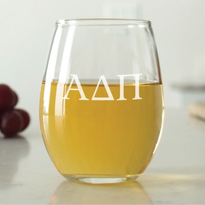 Custom Engraved Alpha Delta Pi - Stemless Wine Glass