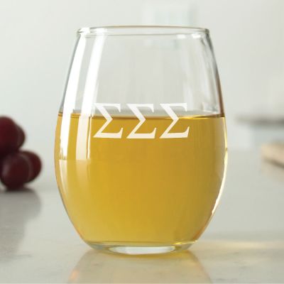 Custom Engraved Sigma Sigma Sigma - Stemless Wine Glass