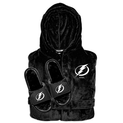 Tampa Bay Lightning Faux Fur Slide Sandals & Robe Bundle