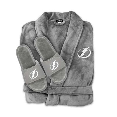 Tampa Bay Lightning Faux Fur Slide Sandals & Robe Bundle