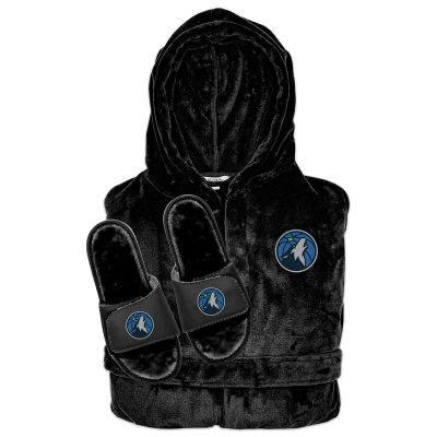 Minnesota Timberwolves Faux Fur Slide Sandals & Robe Bundle