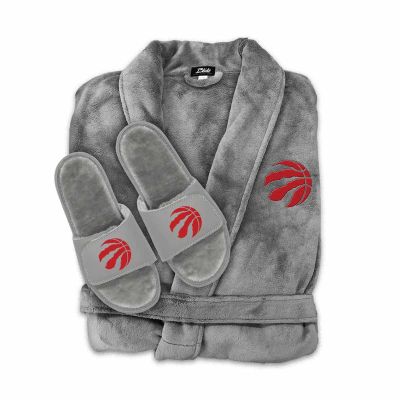 Toronto Raptors Faux Fur Slide Sandals & Robe Bundle