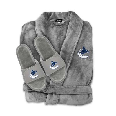 Vancouver Canucks Faux Fur Slide Sandals & Robe Bundle