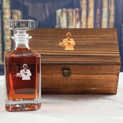 Custom Engraved Scar Face - Personalized Whiskey Decanter In Wood Gift Box