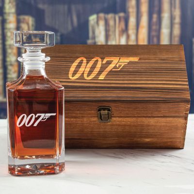 Custom Engraved 007 - Personalized Whiskey Decanter In Wood Gift Box
