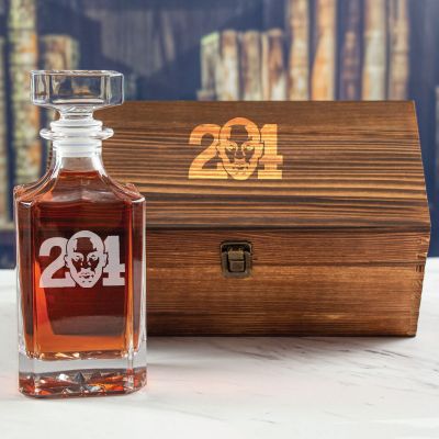 Custom Engraved Kobe 24 - Personalized Whiskey Decanter In Wood Gift Box