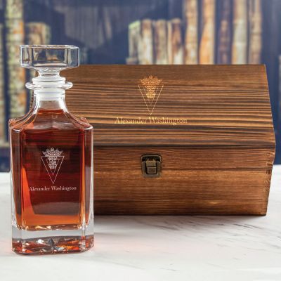 Custom Engraved Cadiz CF - Personalized Whiskey Decanter In Wood Gift Box