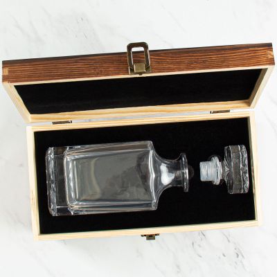 Custom Engraved Mr & Mrs - Personalized Whiskey Decanter In Wood Gift Box