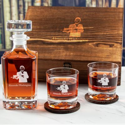 Custom Engraved Scar Face - Personalized Whiskey Decanter Set In Wood Gift Box