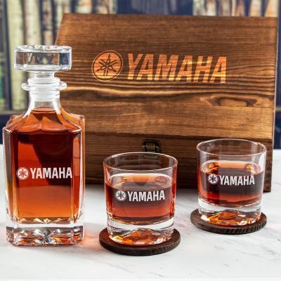 Custom Engraved Yamaha - Personalized Whiskey Decanter Set In Wood Gift Box