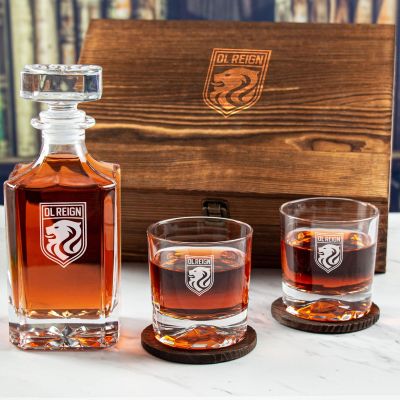 Custom Engraved Ol Reign - Personalized Whiskey Decanter Set In Wood Gift Box