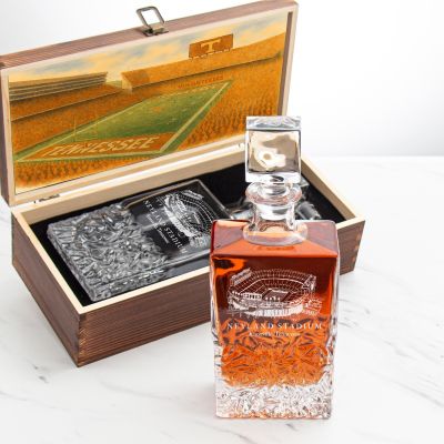 University of Tennessee Stadium – Engrave Sports Team Decanter in Rustic Wood Box