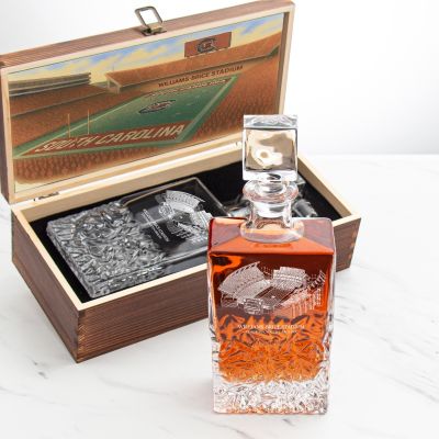 University of South Carolina Stadium – Engrave Sports Team Decanter in Rustic Wood Box