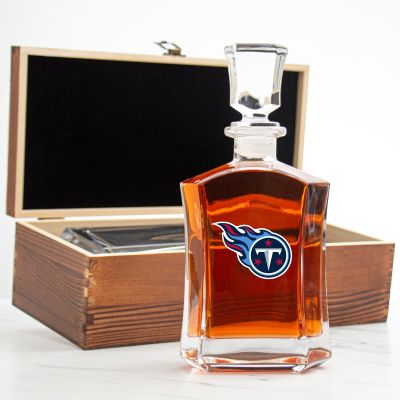 Tennessee Titans – Full Color Team Logo Capital Decanter in Rustic Wood Box