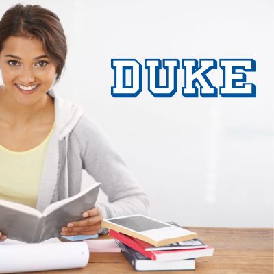 College Wall Decals - College Team Logos - Duke University - Duke White and Blue Block Type