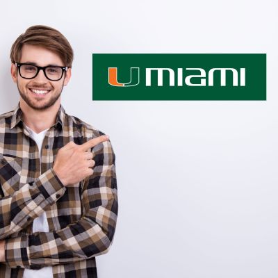 College Wall Decals - College Team Logos - U Miami on Green