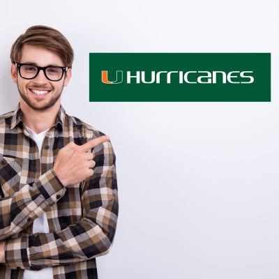College Wall Decals - College Team Logos - U Miami Hurricanes on Green