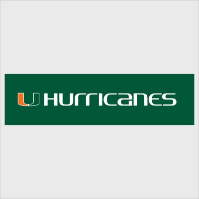 College Wall Decals - College Team Logos - U Miami Hurricanes on Green
