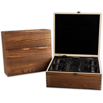 Add Your Logo Here - Custom Wood Box Classic Decanter Full Set - Add Your Brand Name - Add Your Design