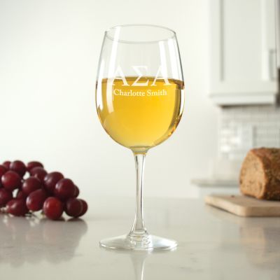 Custom Engraved Alpha Sigma Alpha - Stemware Wine Glass