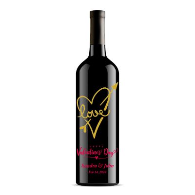 Love Design Happy Valentine's Day Etched Wine - Perfect Valentine's Day Gift for a Love Filled Celebration