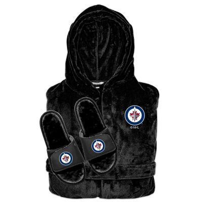 Winnepeg Jets Faux Fur Slide Sandals & Robe Bundle
