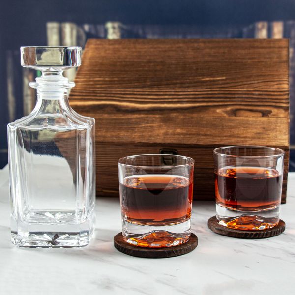 Personalized Whiskey Decanter Set In Wood Gift Box
