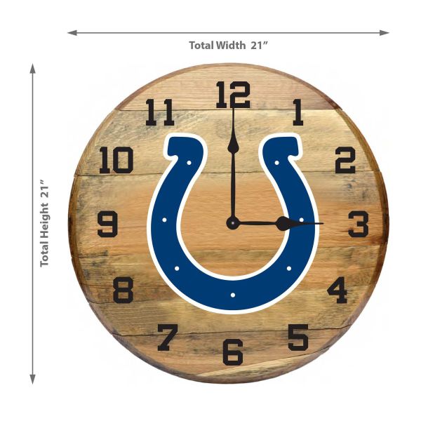 Indianapolis Colts Oak Barrel Clock