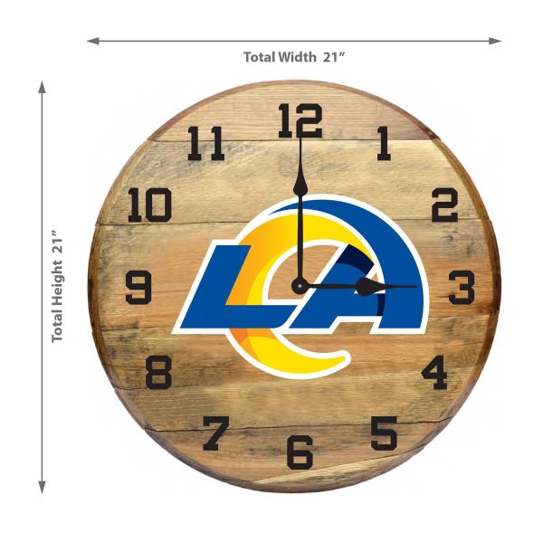 Los Angeles Rams Oak Barrel Clock
