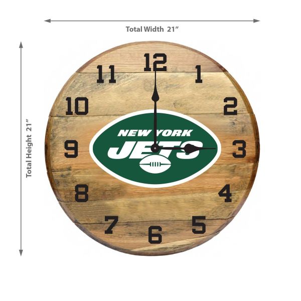New York Jets Oak Barrel Clock