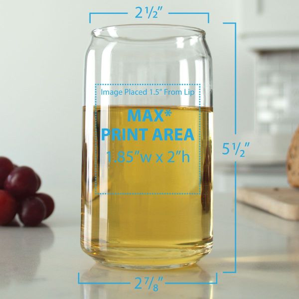 Personalized 16 oz Custom Can Shaped Glass - Printable Specs - Customized Can Glasses