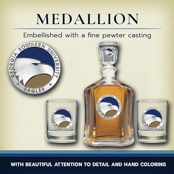 Georgia Southern University Eagles - Capitol Decanter with 2 Double Old Fashioned Glasses
