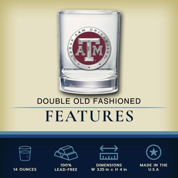 Texas A&M  - Heritage Decanter with 2 Old Fashioned Glasses