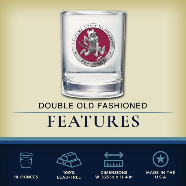 Arizona State-Sparky Logo - Heritage Decanter with 2 Old Fashioned Glasses