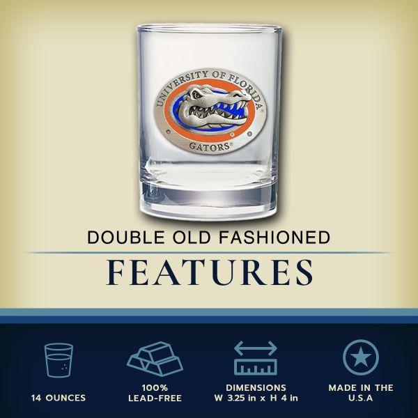 University of Florida Gators - Royal Decanter with 2 Double Old Fashioned Glasses