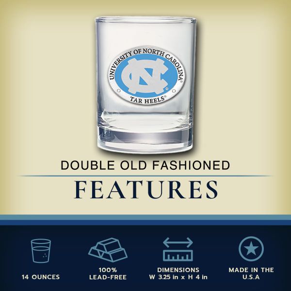 North Carolina Tarheels - Royal Decanter with 2 Double Old Fashioned Glasses
