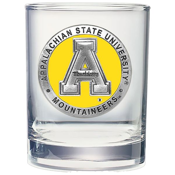 Appalachian State Mountaineers Double Old Fashioned Glass - Yellow Medallion