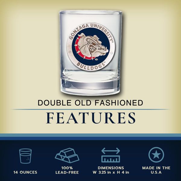 Gonzaga University Bulldogs - Heritage Decanter with 2 Double Old Fashioned Glasses in Chest