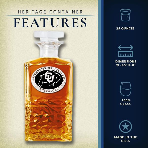 Colorado Buffaloes - Heritage Decanter with 2 Old Fashioned Glasses