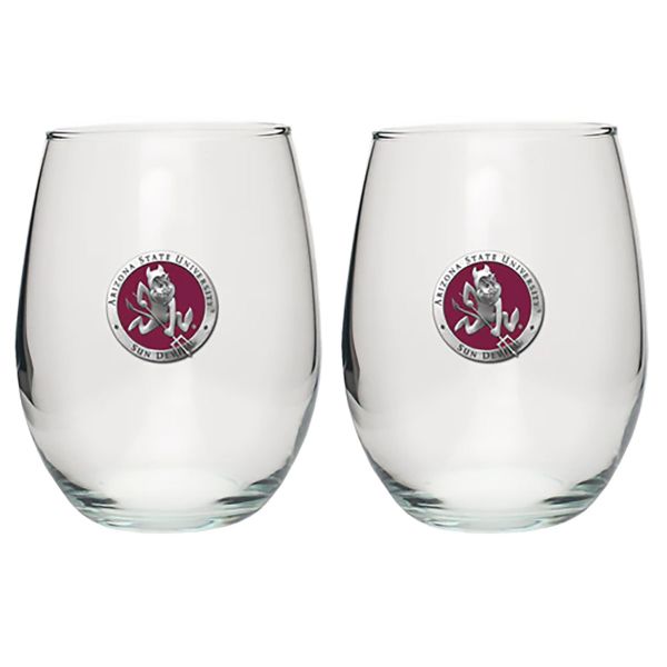 Arizona State-Sparky Logo - Stemless Wine Goblet 12oz Set of 2