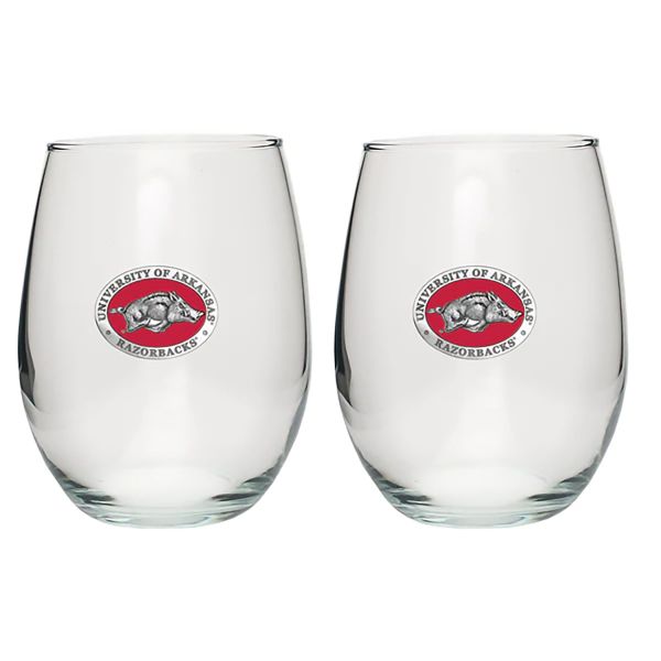 Arkansas Razorbacks - Stemless Wine Goblet 12oz Set of 2