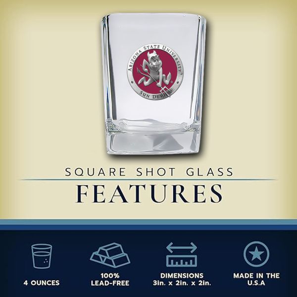 Arizona State-Sparky Logo - Square Shot Glass