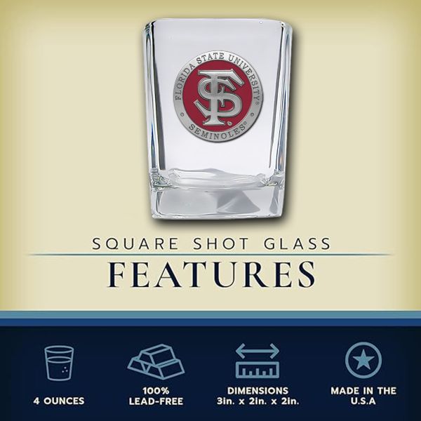 Florida State University - FS Logo - Square Shot Glass