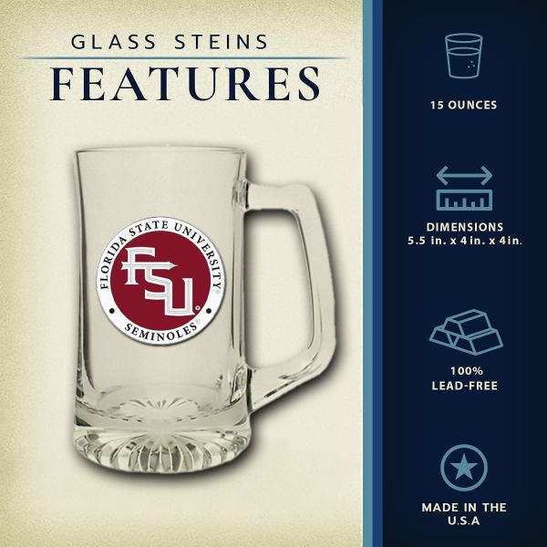 Florida State University Super Beer Stein Glass