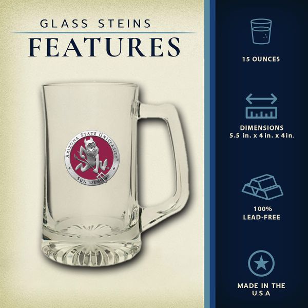 Arizona State-Sparky Logo Super Beer Stein Glass