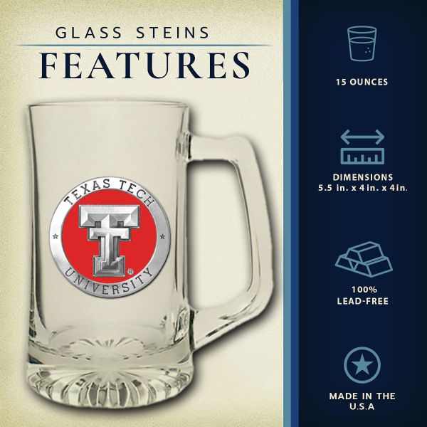 Texas Tech Super Beer Stein Glass
