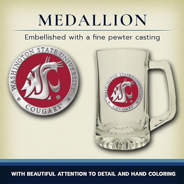 Washington State University Cougars Super Beer Stein Glass