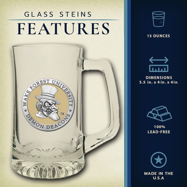 Wake Forest University Demon Deacons Super Beer Stein Glass