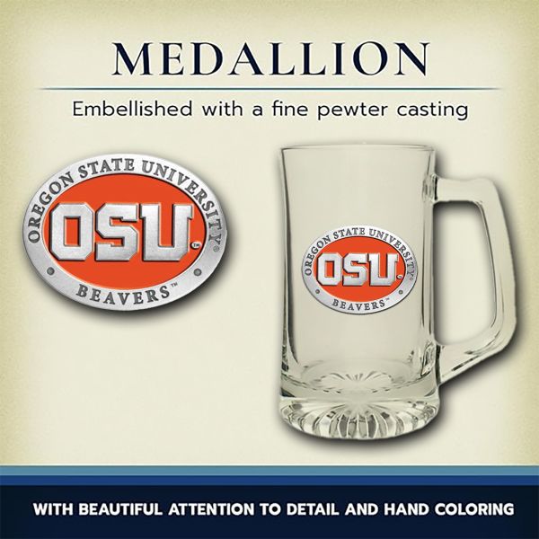 Oregon State University Beavers Super Beer Stein Glass