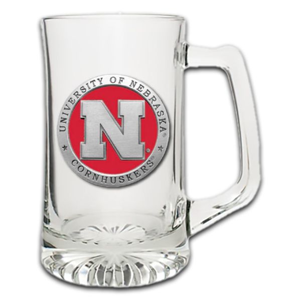 University of Nebraska Cornhuskers Super Beer Stein Glass
